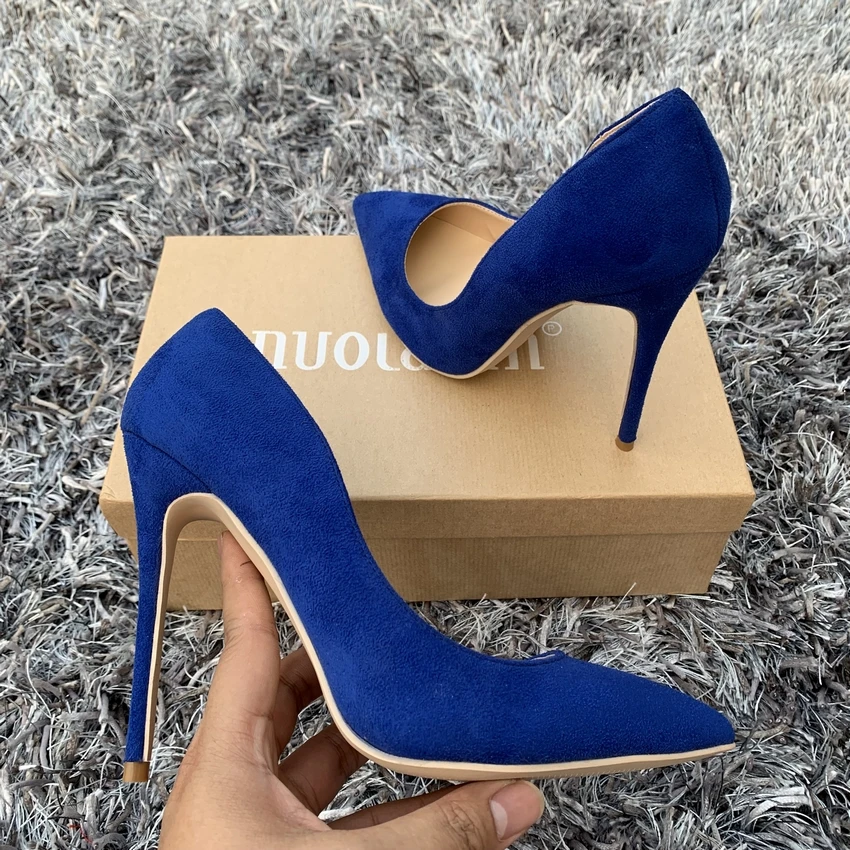 Женские замшевые туфли лодочки на тонком высоком каблуке 8/10/12 см вечерние