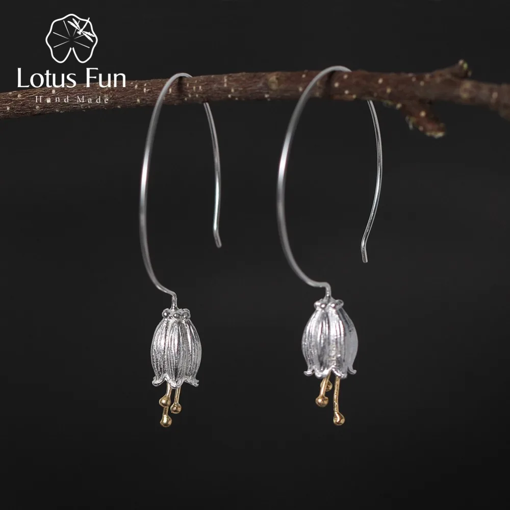 Lotus весело Настоящее стерлингового серебра 925 природных творческий ручной