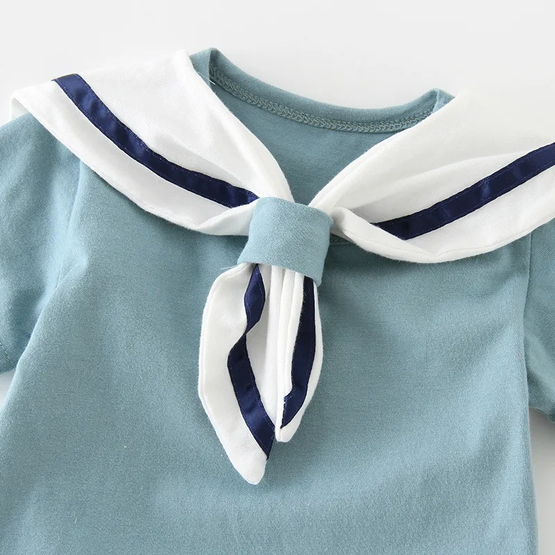 Baby boy girl clothing baby navy suit newborn cotton triangle bag fart thin paragraph romper | Мать и ребенок