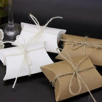 100pcs wedding kraft paper gift boxes pillow shape wedding favor gift box party candy box wholesales festive party supplies