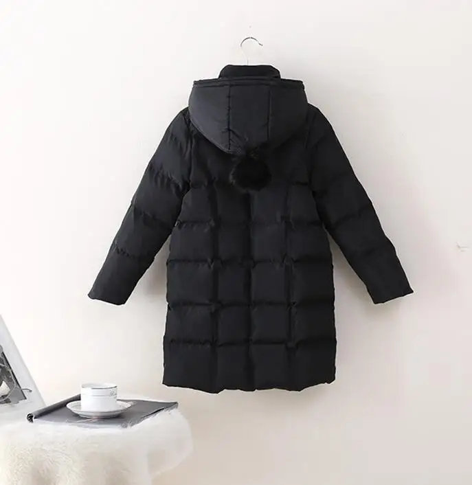 

Rlyaeiz 2018 Winter Jackets For Girls Korean Fashion Pure Color Girls Parka Coats Thick Warm Girl's Mid-long Hooded Overcoat