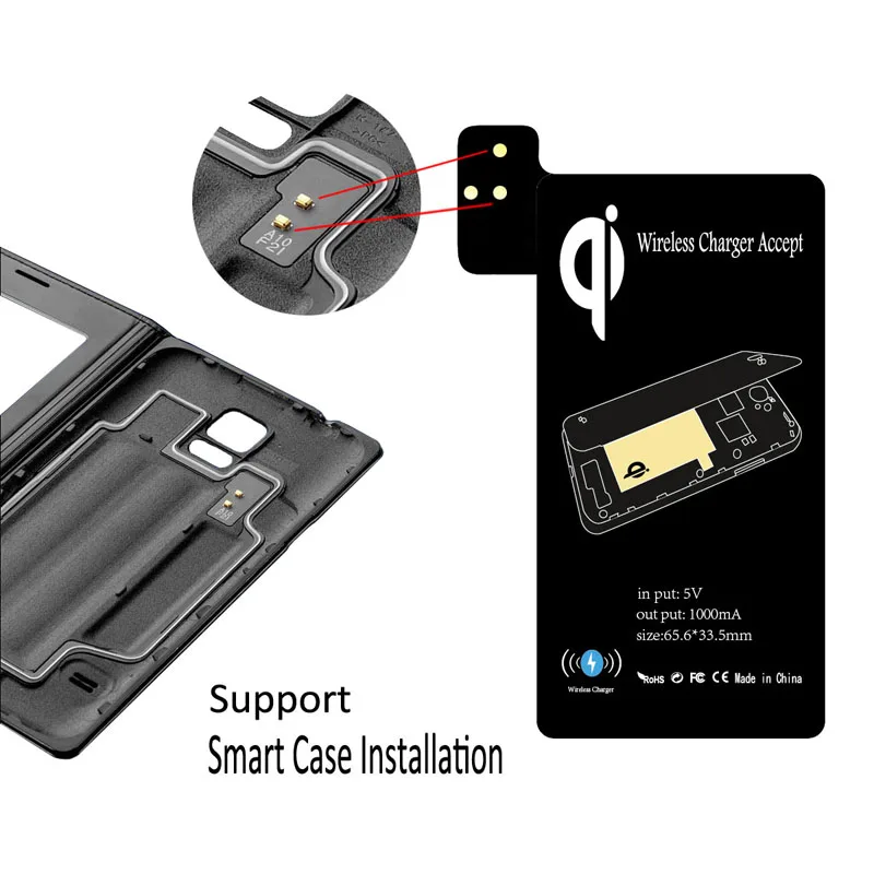 Приемник беспроводной зарядки Qi с поддержкой смарт чехла для Samsung Galaxy S5 i9600 24