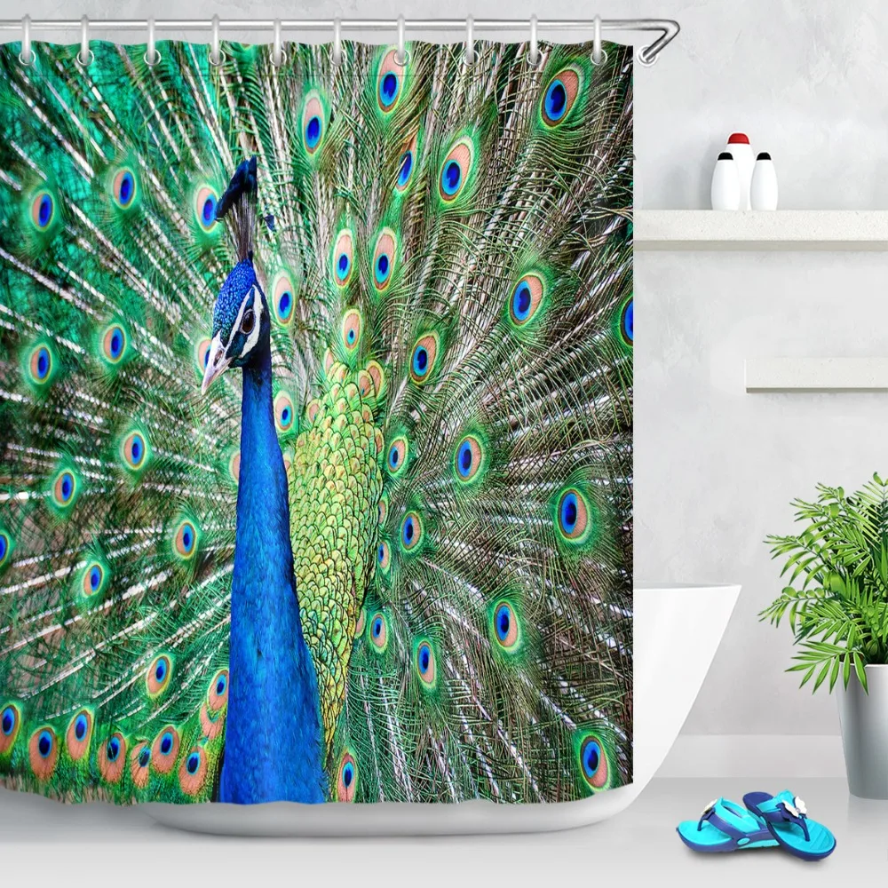 Занавески для ванной и душа элегантная занавеска из полиэстера с павлиньими