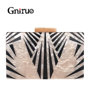 Модная перламутровая акриловая сумка-мессенджер на цепочке для женщин, элегантный лоскутный клатч с геометрическим узором, вечерняя сумочка, вечерняя сумка