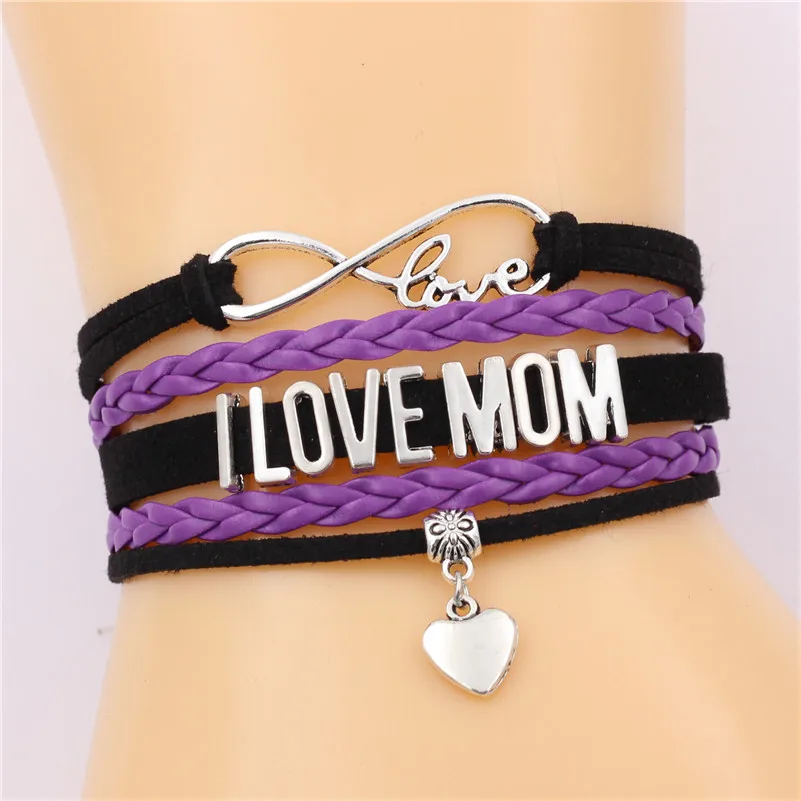 Браслет с надписью I LOVE MOM Бесконечность любовь милое сердце очарование ручной