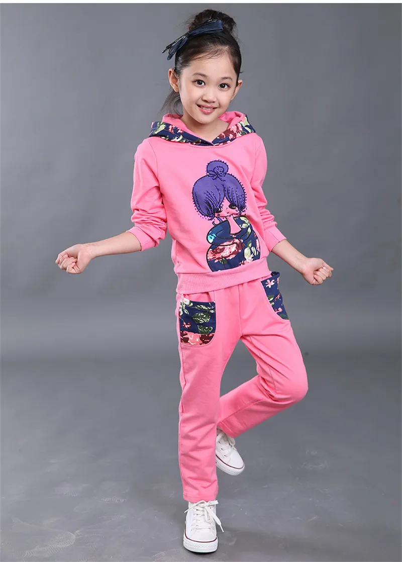 Осенний жилет с капюшоном для девочек Комплекты со штанами Ropa Детская одежда