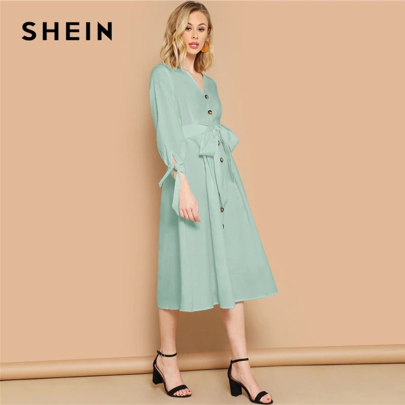 SHEIN Платье С Узлом На Манжетах И Поясом Бохо Цветочные Летние Платья Без Рукавов Женские Элегантные Платья