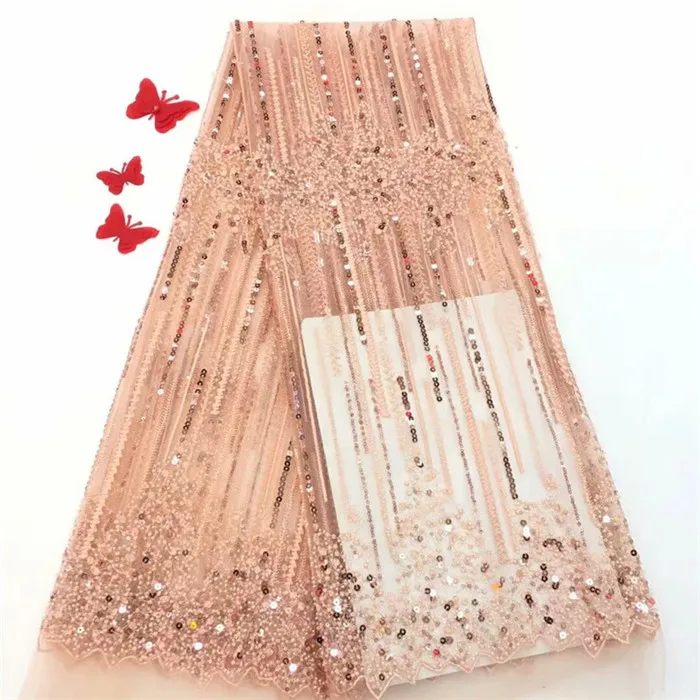 hot sales sequin French Lace Fabric High Quality African Tulle Embroidered flower transparent net For Wedding ffd128 | Дом и сад