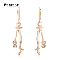 funmor enamel crystal bag lady drop earrings elegant figure dangle earring party wedding jewelry long pendant ear pendientes