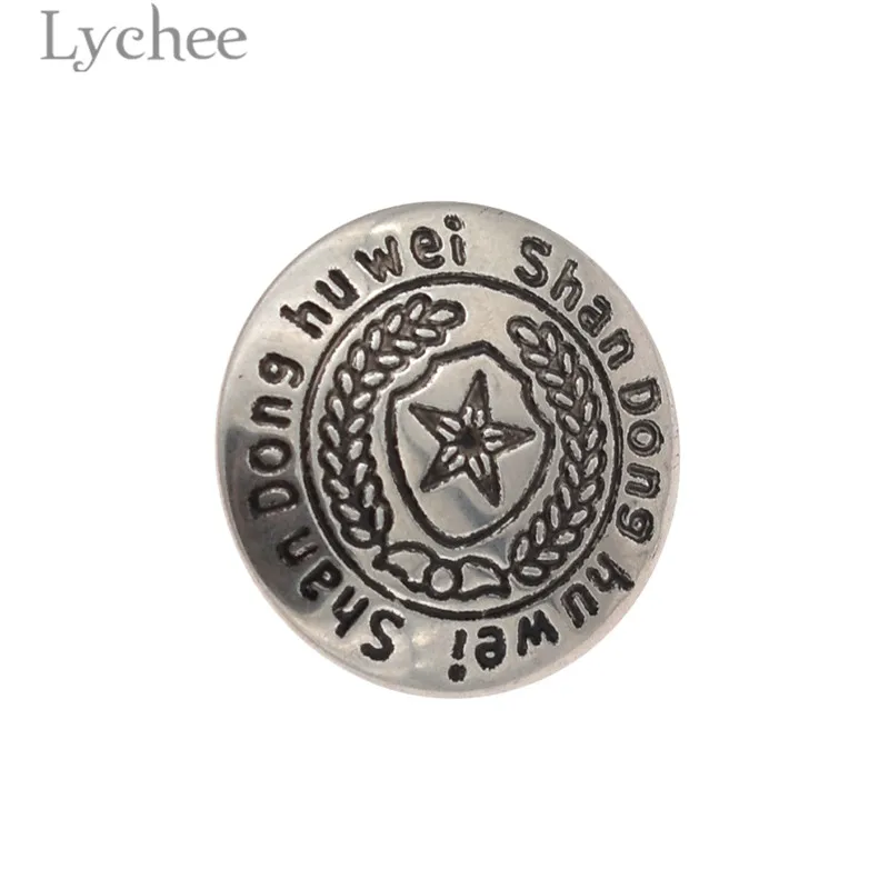 Lychee Life 5 шт 15 мм/21 мм резной в виде звезды металлические кнопки серебристого цвета