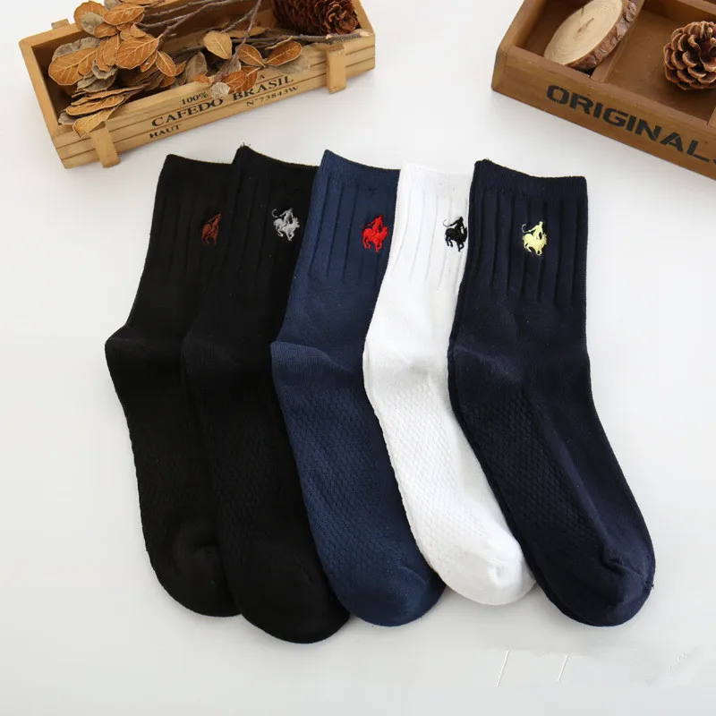 PIER POLO, Брендовые мужские деловые носки, хлопковые носки с вышивкой, Calcetines Hombre, модные повседневные носки, 5 пара/лот