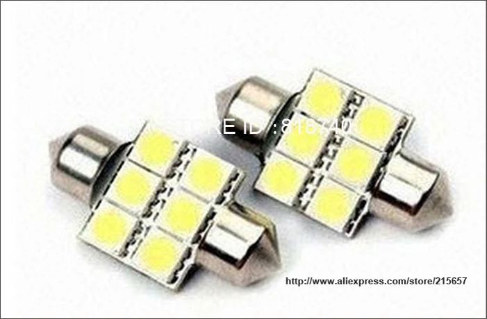 2 шт./лот 31 мм 5050 SMD 6 светодиодная Белая Гирлянда Лампа для двери DC12V купольная