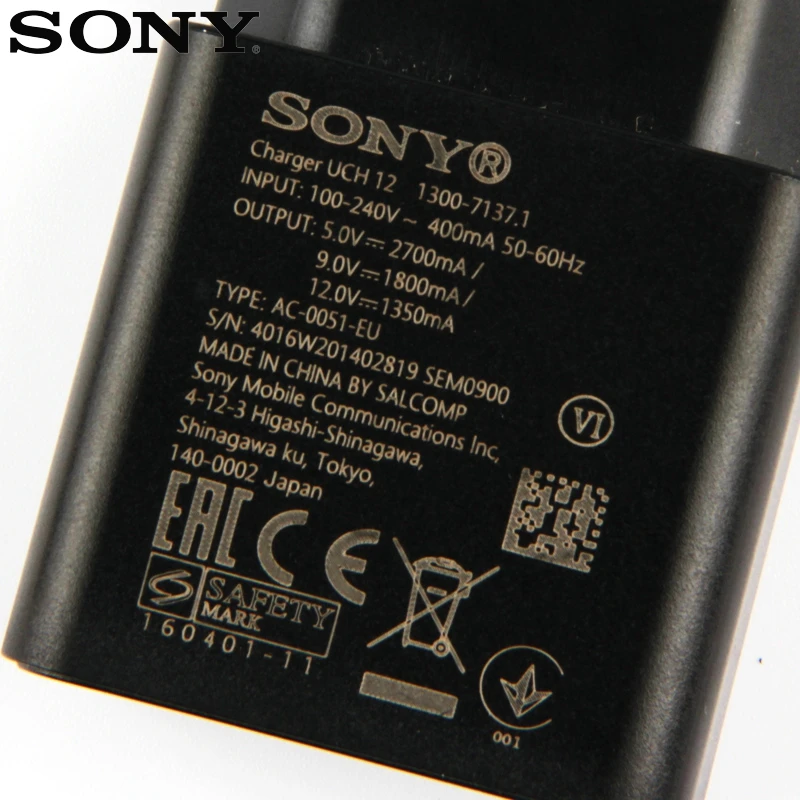 Оригинальное Адаптивное быстрое зарядное устройство для sony Xperia L1 G3312 XA1 Plus XA1 Ultra G3116 XA2 Ultra X Compact XZs XZ2 type-C кабель