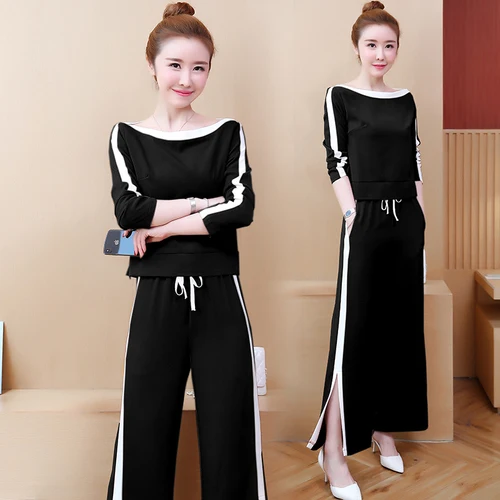 

Casual 2 Piece Set Women Two Piece Outfits Tracksuit Slash Neck Top&pants Set Year-old Female Costume Ensemble Femme Deux Pieces