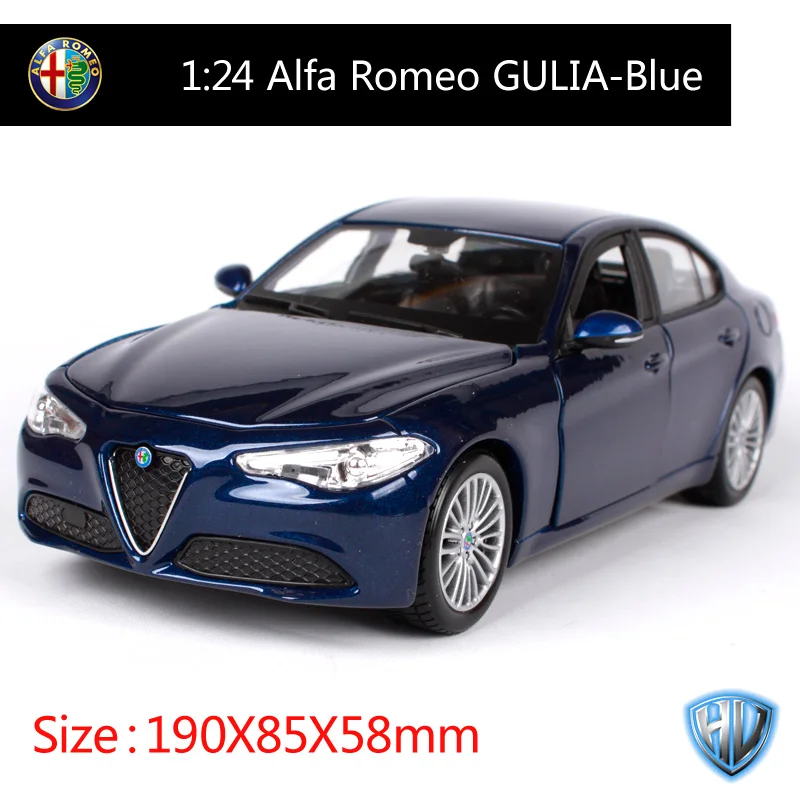Bburago 1:24 alfa romeo gulia красное вино синий автомобиль литья под давлением 190*85*58 мм сбора