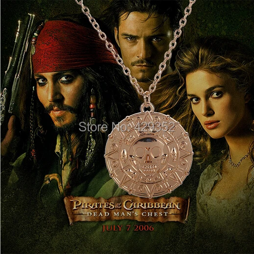 Кулон в виде скелета пиратов Карибского моря винтажная Золотая и бронзовая