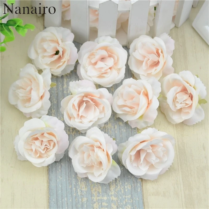 

10pcs/lot Mini Artificial Flowers Silk Roses Heads For Wedding Decoration Party Fake Scrapbooking Floral Wreath Home Accessories