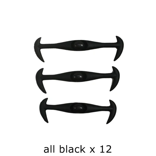 black shoelaces 12 шт./лот, креативная Мужская и женская спортивная обувь для бега, аксессуары, шнурки без галстука, эластичные силиконовые шнурки для обуви V037 - Цвет: black shoelaces