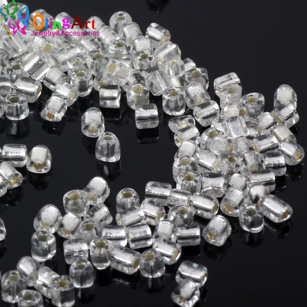 OlingArt Новые квадратные стеклянные бусины золотого и серебряного цвета 3x4 мм 25 г