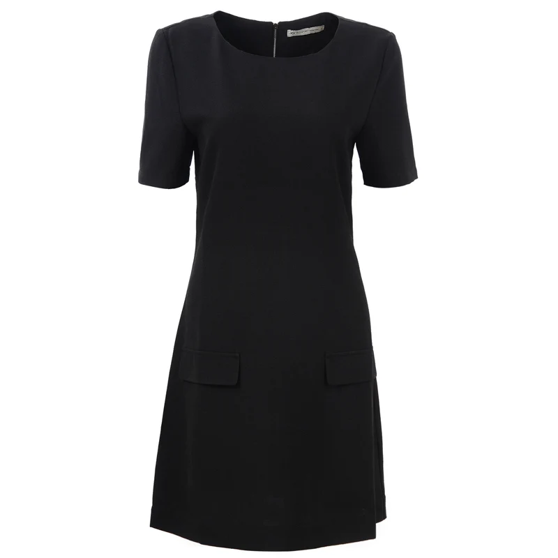 Женское платье с короткими рукавами облицованная одежда для работы черное