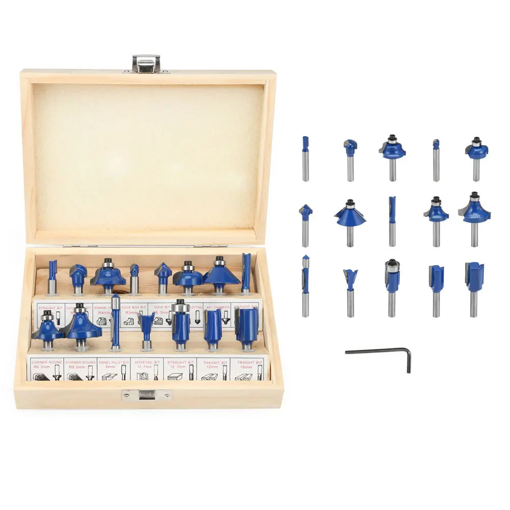 15pcs Router Bit 800W 35000 об/мин деревообрабатывающее электрический триммер древесный фрезерный станок с ЧПУ гравировальный станок с фрезерный станок ручная машинка для резки дерева маршрутизатора - Цвет: 15pcs Router Bit