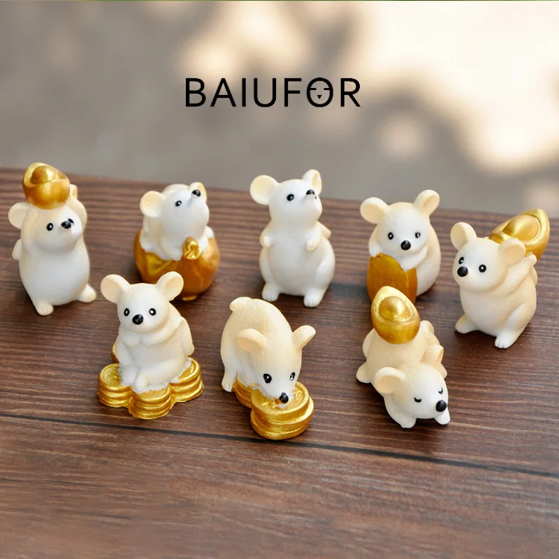 BAIUFOR животное миниатюрный счастливый крыса и золотой Фея Сад Микро пейзаж из мха