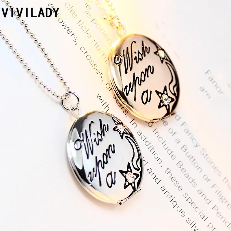 VIVILADY модная звезда кристалл эмаль кулон фото рамка медальоны ожерелья женские