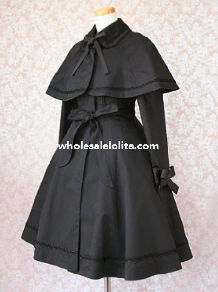 

Black Cotton Lolita Jacket with Detachable Cape 3XL 4XL 5XL for Sale 6 Color Customize