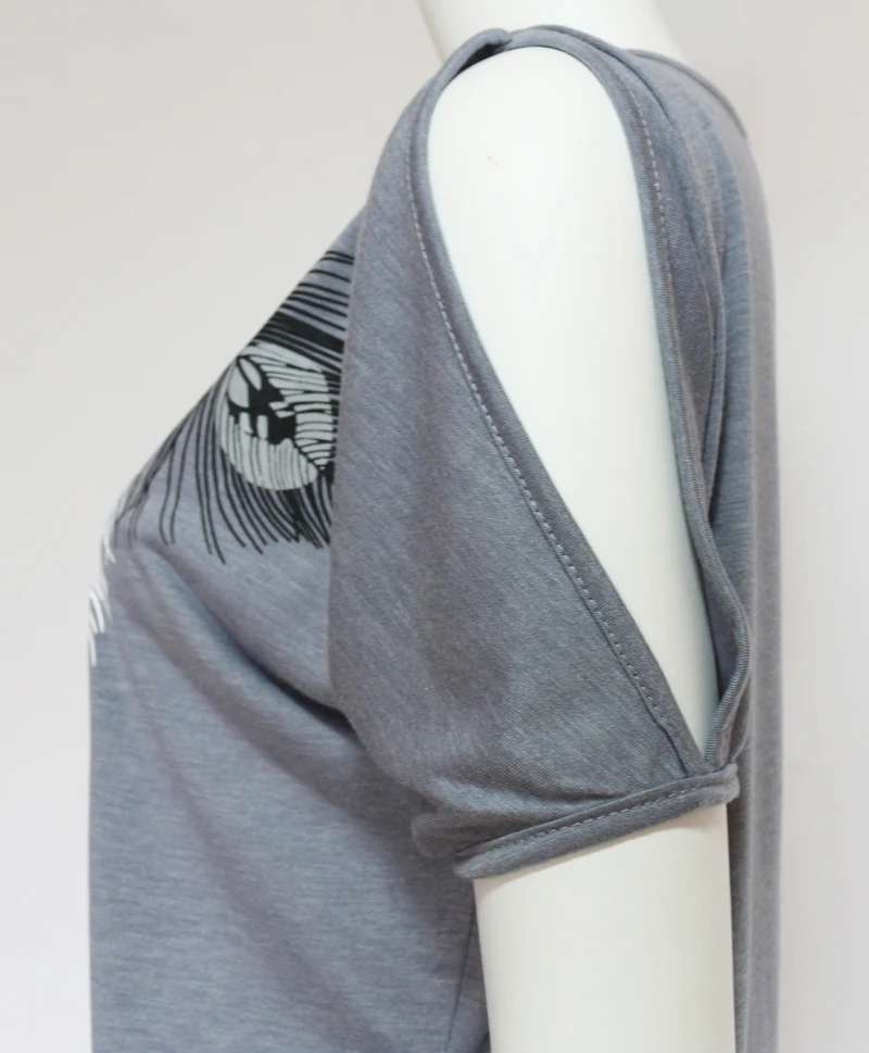 Women Summer 2019 Tshirt Casual Short Sleeve Tops Tees Sexy Off Shoulder Feather Print T-Shirt O-neck Loose streetwear D0758 | Женская