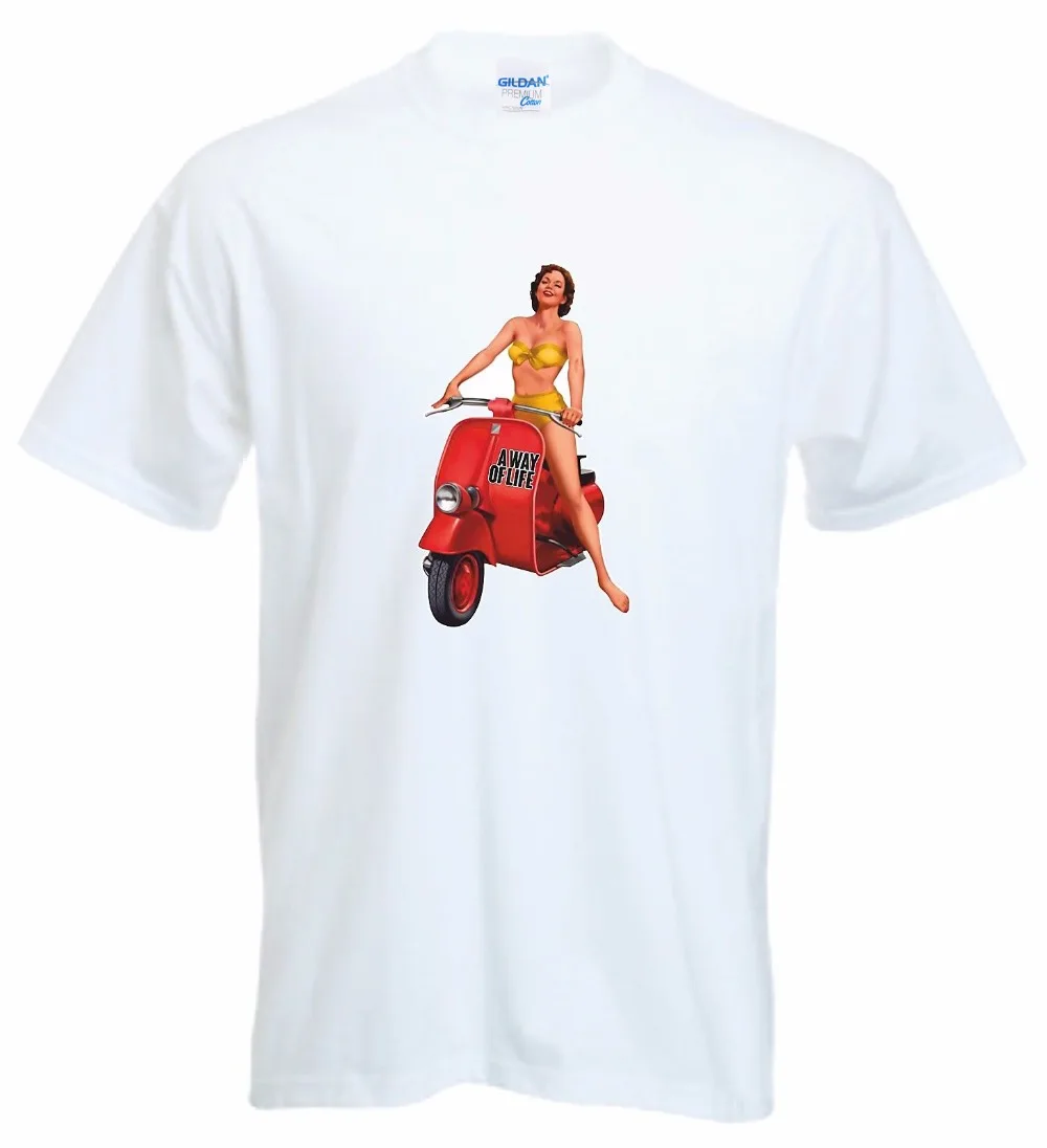 Мужская футболка в стиле ретро 1960 х годов красная летняя для скутера бикини