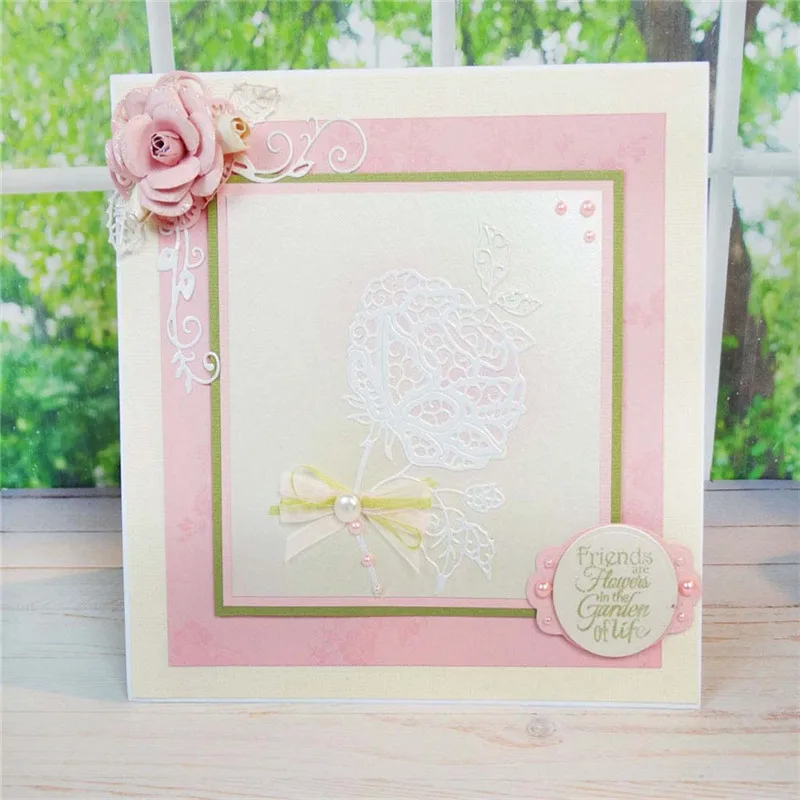 DiyArts розовый цветок металлические Вырубные штампы для скрапбукинга открыток