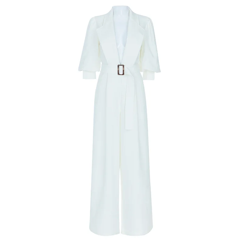 Женское боди с V образным вырезом элегантное белое поясом в стиле Звезд для