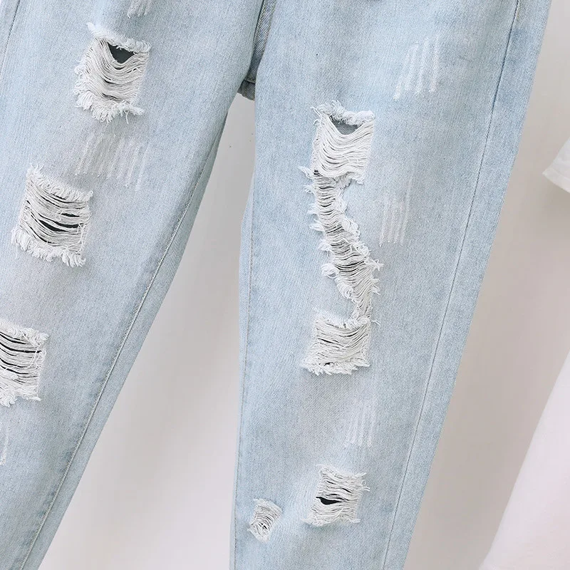 

Plus Size 5XL Boyfriend Ripped Jeans For Women Loose Harem Pants Denim Trousers Ladies Jeans Casual High Waist Mom Jeans C5567
