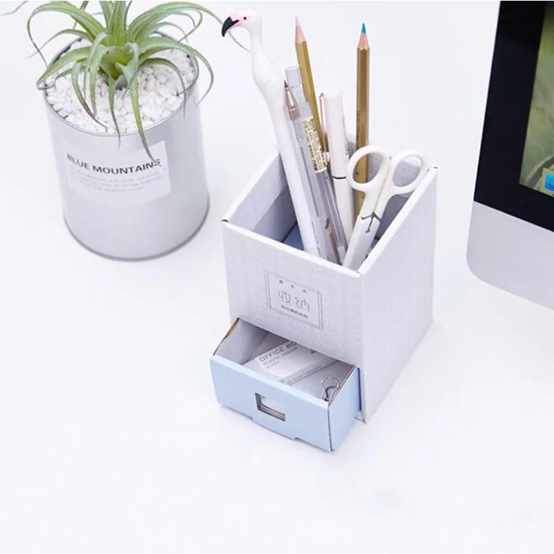 Pen holder Многофункциональная бумажная коробка, держатель для ручек, для дома, офиса, канцелярских принадлежностей, настольный держатель для макияжа, косметический большой чехол, ящик для книг - Цвет: Pen holder