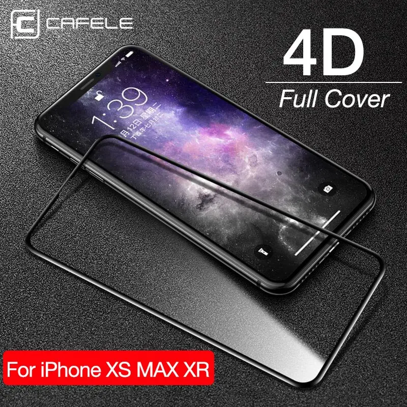 CAFELE Защита экрана для iPhone Xs Max Xr 4D закаленное стекло полное покрытие HD прозрачное Защитное стекло для Apple iPhone 5,8 6,1 6,5