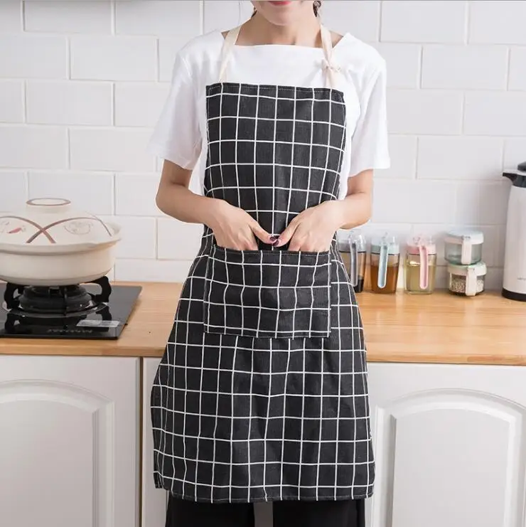 Apron21 Кухонные льняные фартуки унисекс, регулируемый Фартук с карманами, кухонный инструмент для повара для мужчин и женщин - Цвет: Apron21
