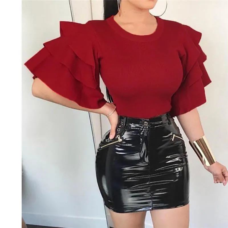 Рубашка женская с коротким рукавом свободная обтягивающая однотонная