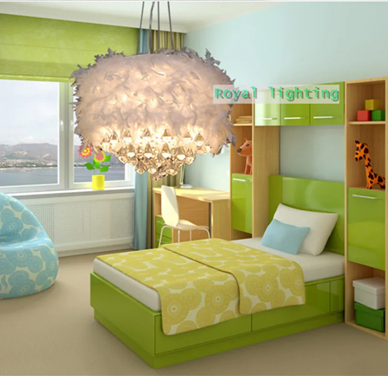 Cafe Новинка перо подвесные светильники Post современный кристалл алмаза лампы