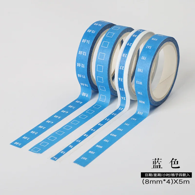 blue 4 small rolls График времени бумажная Маскировочная лента, Скрапбукинг DIY наклейки ежедневной недели планировщики канцелярские товары аксессуары 4 рулона/набор - Цвет: blue 4 small rolls
