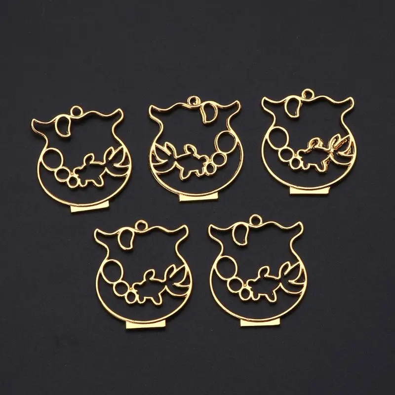 5 шт. кулон в форме золотой рыбки с открытым ободком пустая установка УФ-смола