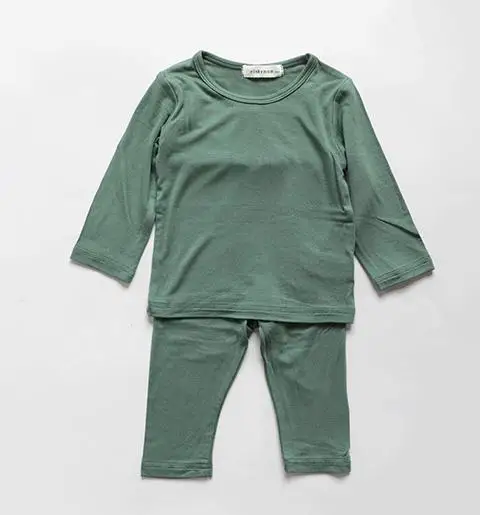 Elegant green Детские пижамы, комплекты одежды Хлопковое ночное белье для мальчиков рождественские пижамы, костюм детские топы с длинными рукавами для девочек+ штаны, комплект одежды из 2 предметов - Цвет: Elegant green