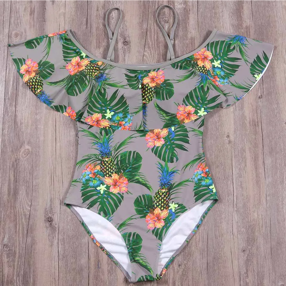 Новинка 2019 пикантный купальник TCBSG с открытыми плечами и цветочным принтом
