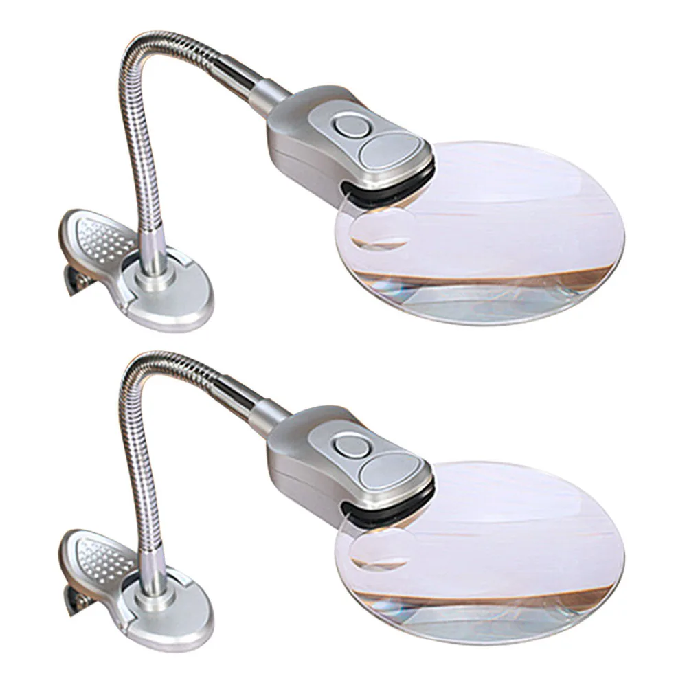 

2X 6X Table Magnifier Clip-on Desk Table Magnifying Glass Loup Lamp Magnifier With 2 LED