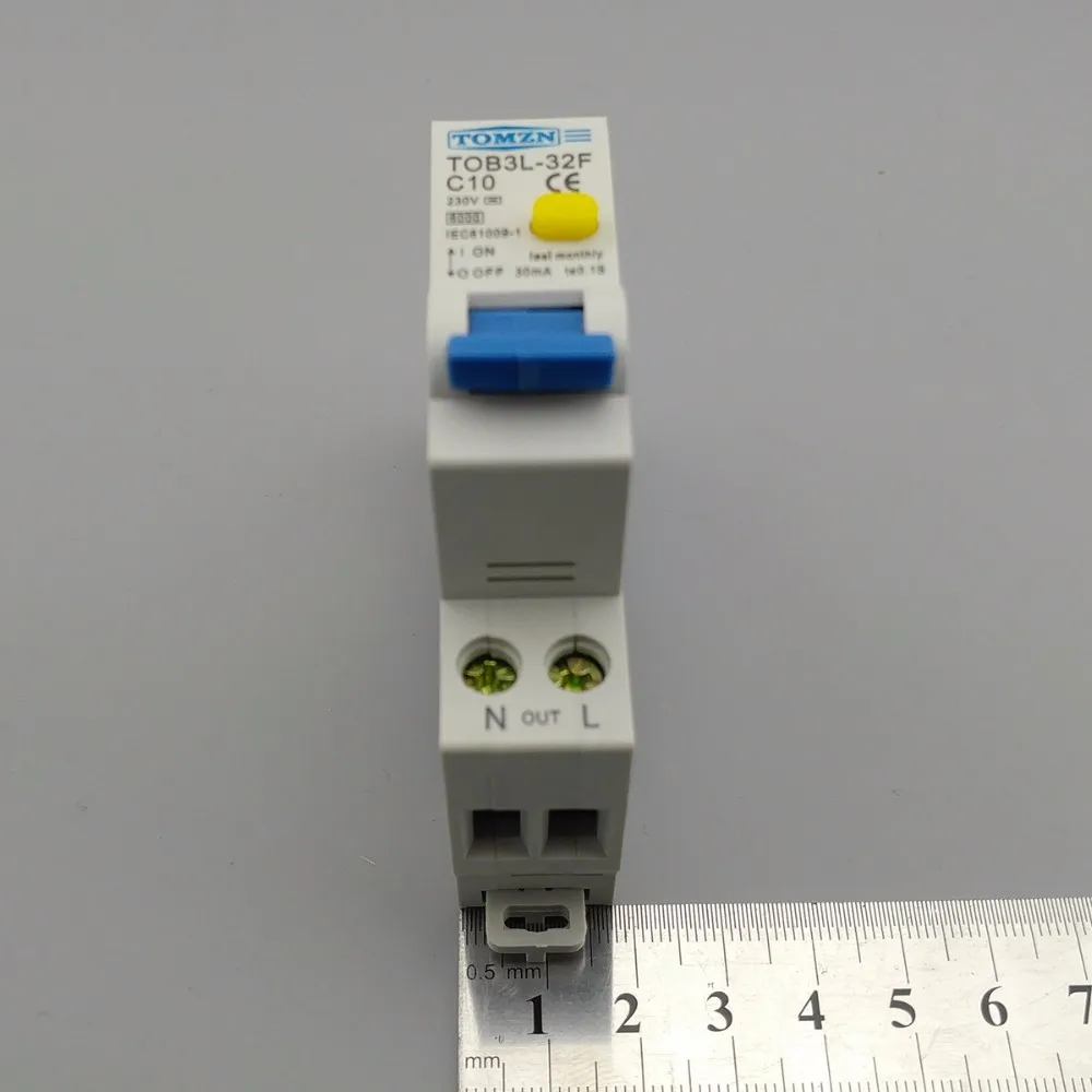 TOB3L-32F 18 мм RCBO 10A 1P+ N 6KA УЗО с защитой от перегрузки по току и утечки