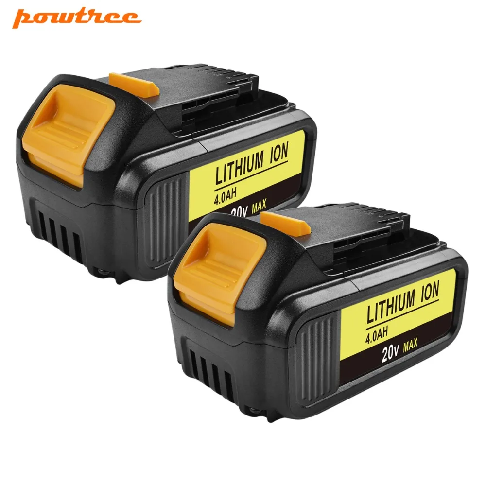 Powtree 2 шт. 20 в 4000 мАч для DeWalt DCB200 заряжаемые электроинструменты Замена батареи DCB181
