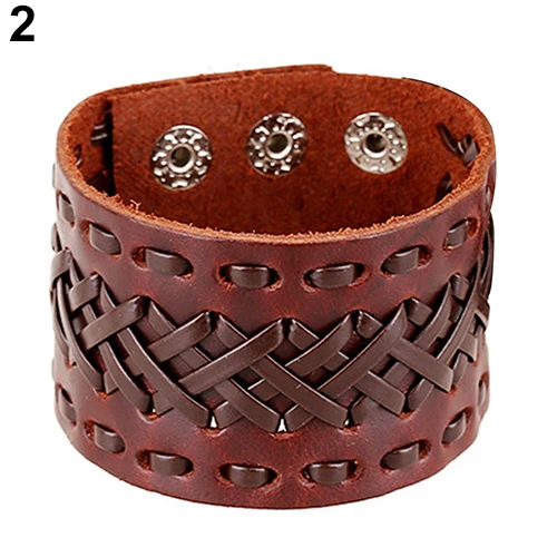 Hot Brand Unisex Men's Women's Punk Braid Wide Faux Leather Bracelet Cuff Wristband Bangle 6K98 7GJH BDL2 | Украшения и