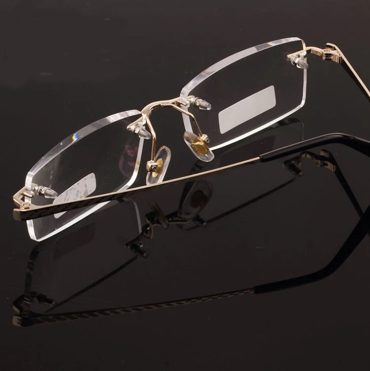 Мужские и женские очки для чтения без оправы с бриллиантовыми режущими краями + 1 0