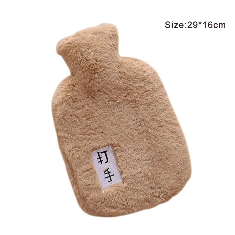 Brown-No pattern Большая сумка для горячей воды, грелка для рук, зимняя грелка, 1000 мл, контейнер, наполненный водой, резиновая подкладка, грелка для рук - Цвет: Brown-No pattern