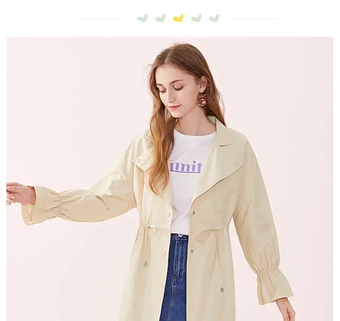 SEMIR женский негабаритный легкий плащ с расклешенными рукавами Женский мягкий Тренч с кулиской на талии для весны