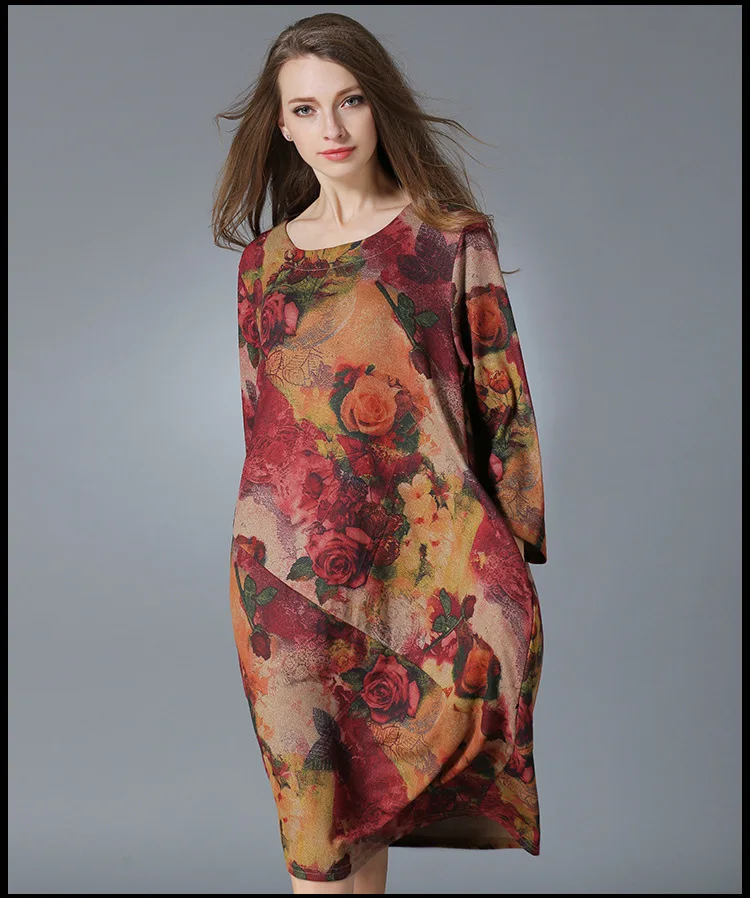 Женское вязаное платье свободного покроя Элегантное повседневное длинное с